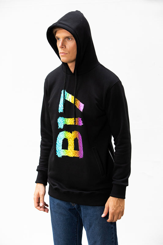 Felpa lunga con cappuccio e tasche